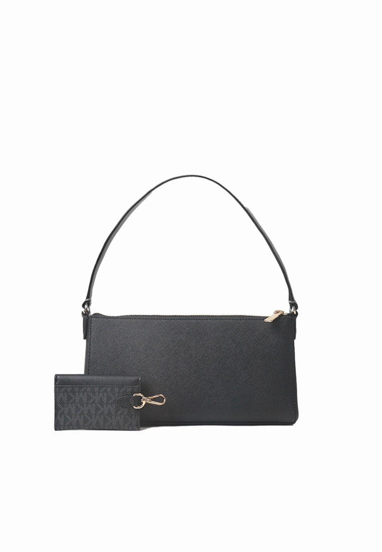 Michael Kors Vincent Pochette Shoulder Bag With Signature Logo Card Case In Black Noir 35F4G2VC6L