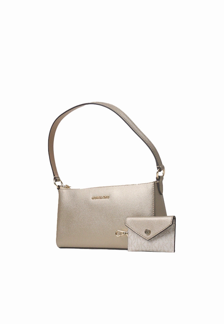 Michael Kors Vincent Pouchette Shoulder Bag With Logo Card Case In Pale Gold 35F4G2VC6M