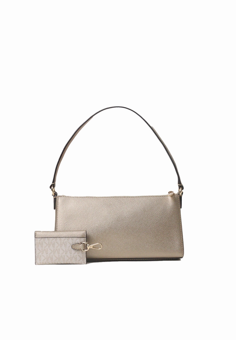 Michael Kors Vincent Pouchette Shoulder Bag With Logo Card Case In Pale Gold 35F4G2VC6M