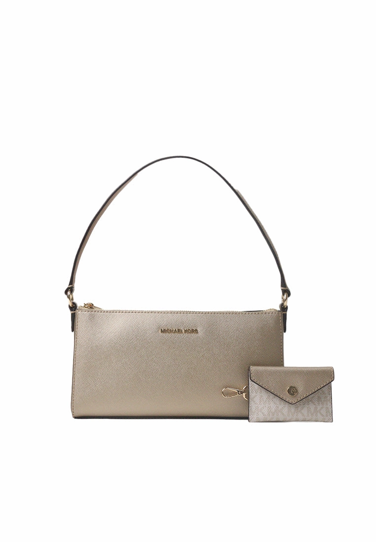 Michael Kors Vincent Pouchette Shoulder Bag With Logo Card Case In Pale Gold 35F4G2VC6M
