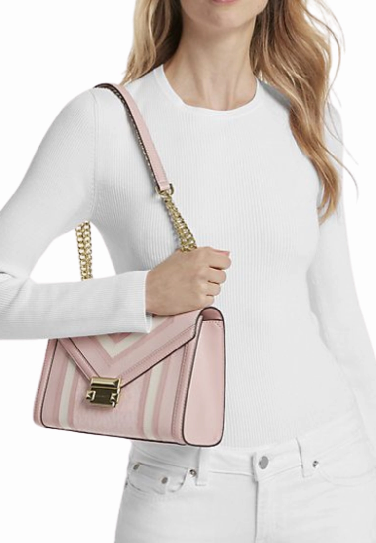 Michael Kors Whitney Medium Flap Chain Shoulder Bag In Powder Blush Multi 35R4GWHL6Y