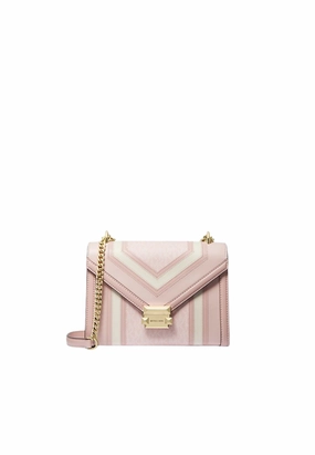 Michael Kors Whitney Medium Flap Chain Shoulder Bag In Powder Blush Multi 35R4GWHL6Y