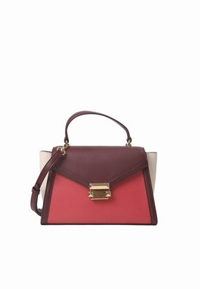 Michael Kors Whitney Medium Flap Top Handle Satchel Bag In Light Berry Multi 35F4GWHS2T