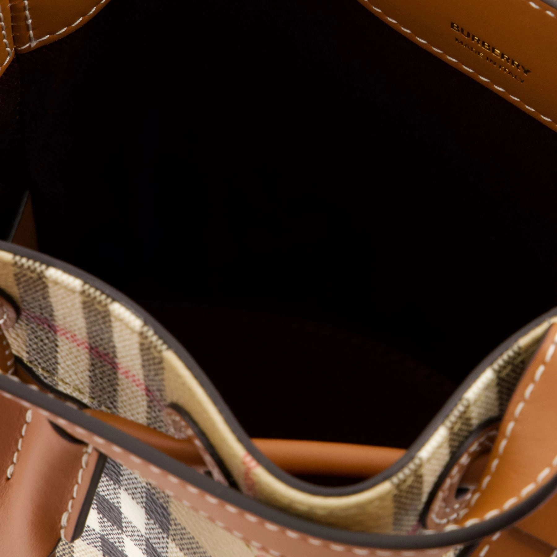 Mini Drawstring Purse - Burberry - Synthetic Leather - Brown