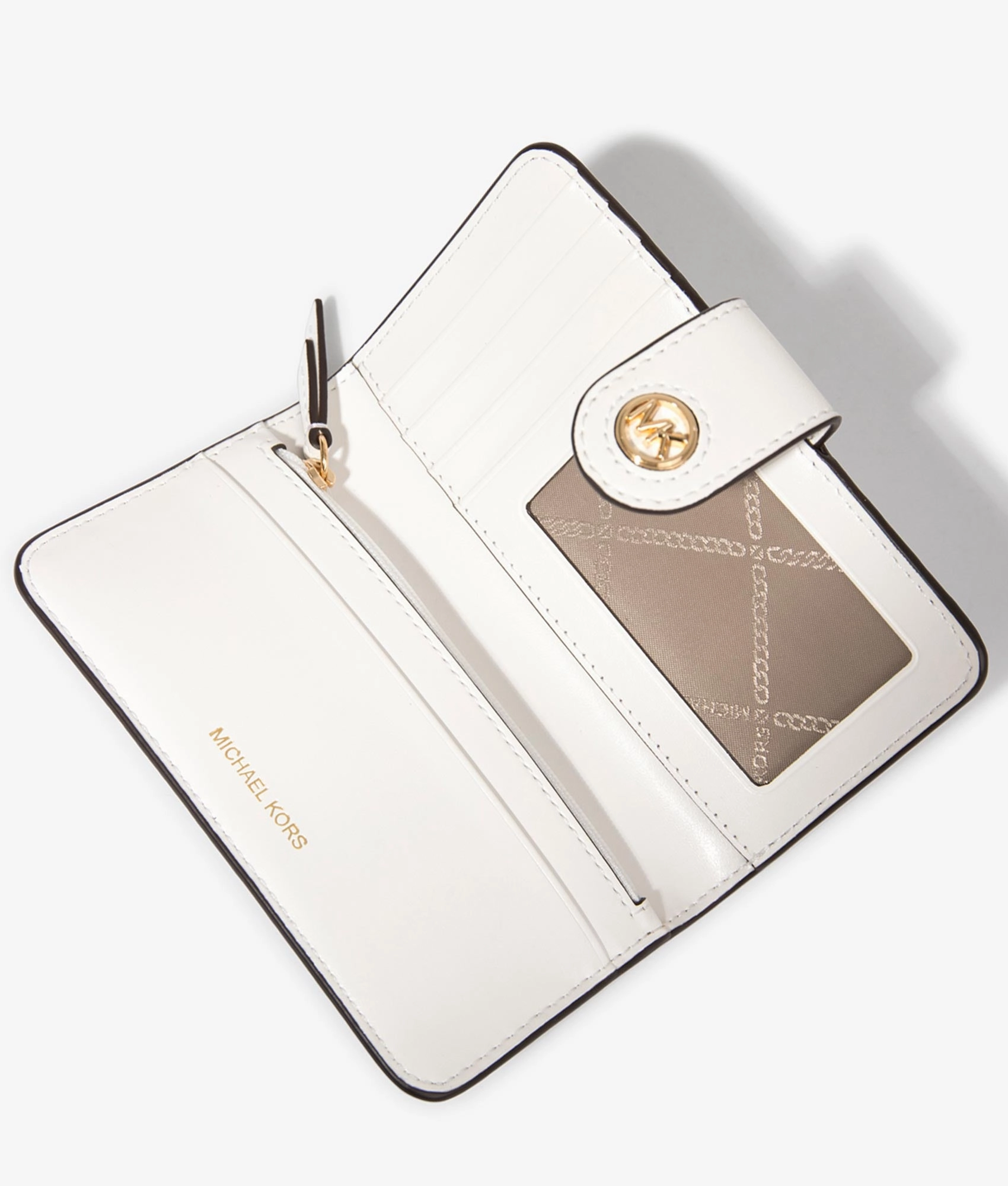 MK charm bifold wallet in optic white