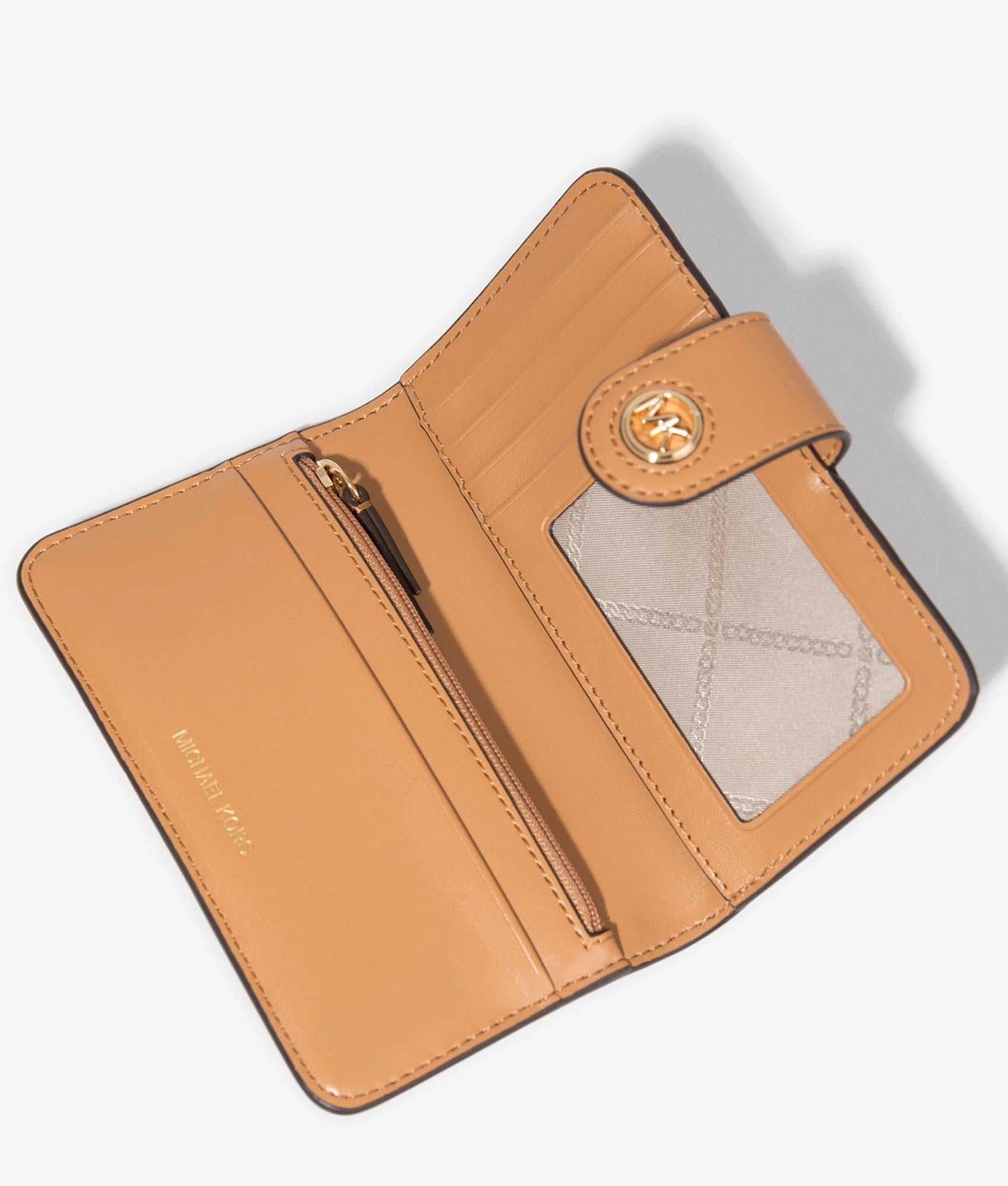 MK charm bifold wallet in pale peanut