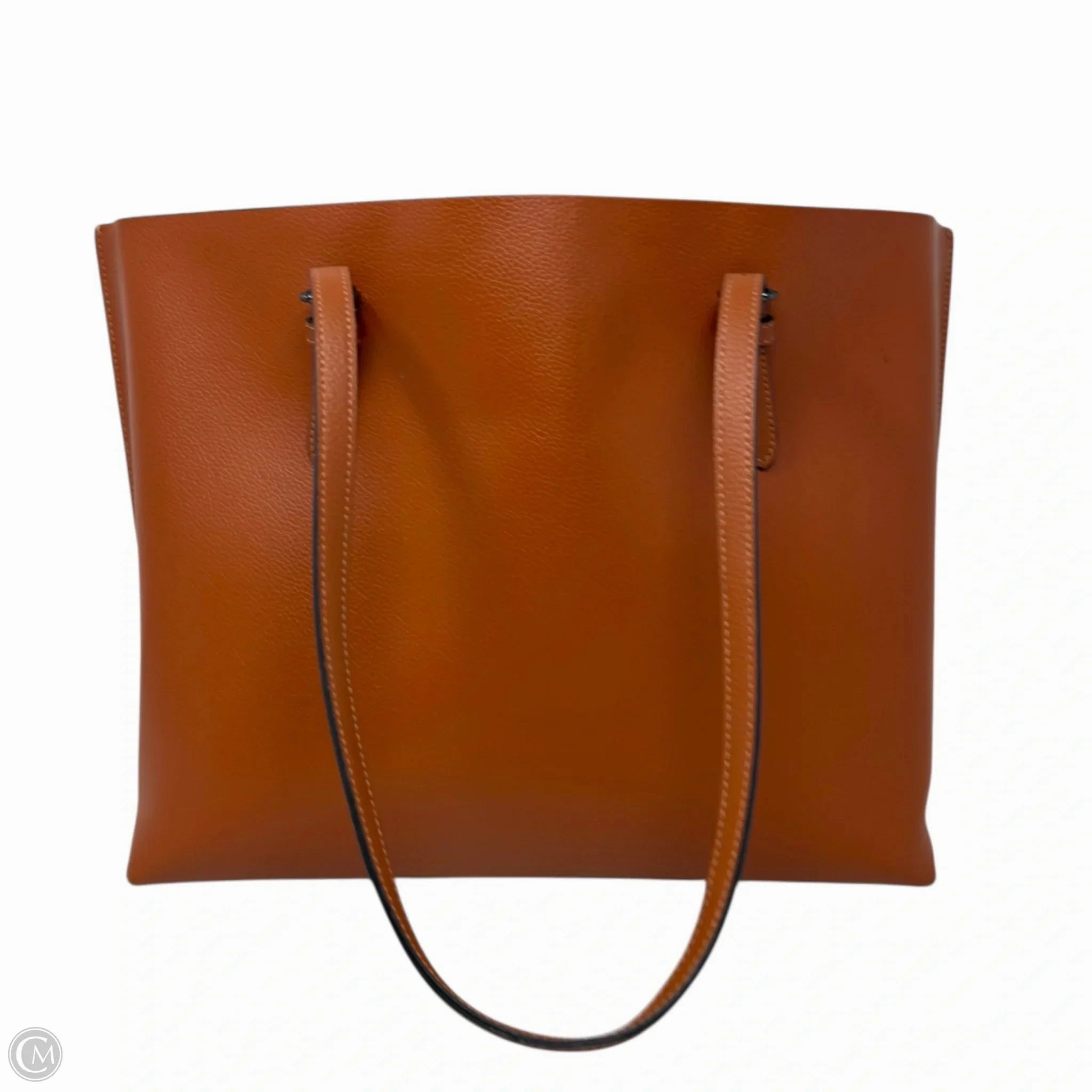 Mollie Double Face Leather Tote Bag Designer By Coach In Sunset Brown, Size: Large
