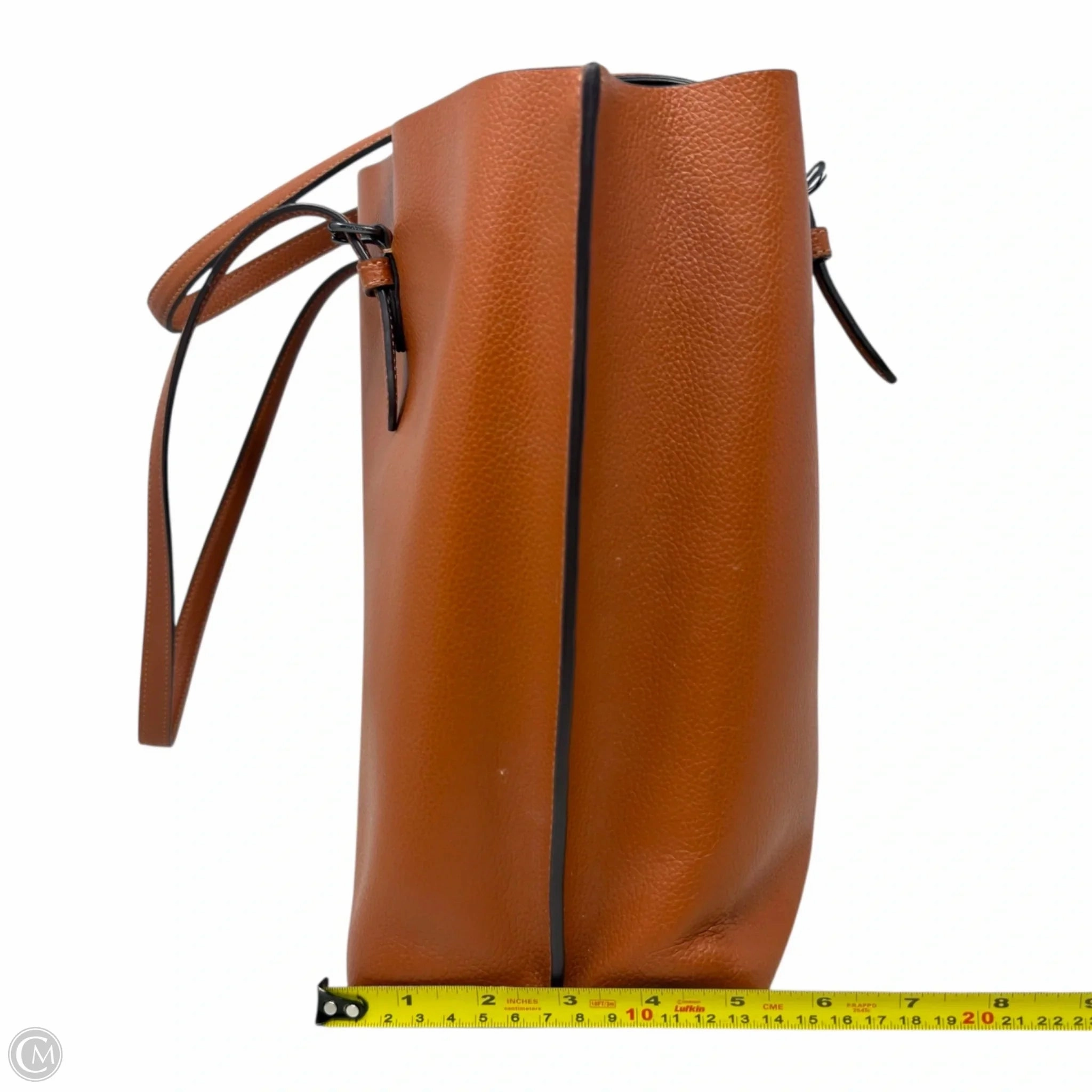 Mollie Double Face Leather Tote Bag Designer By Coach In Sunset Brown, Size: Large