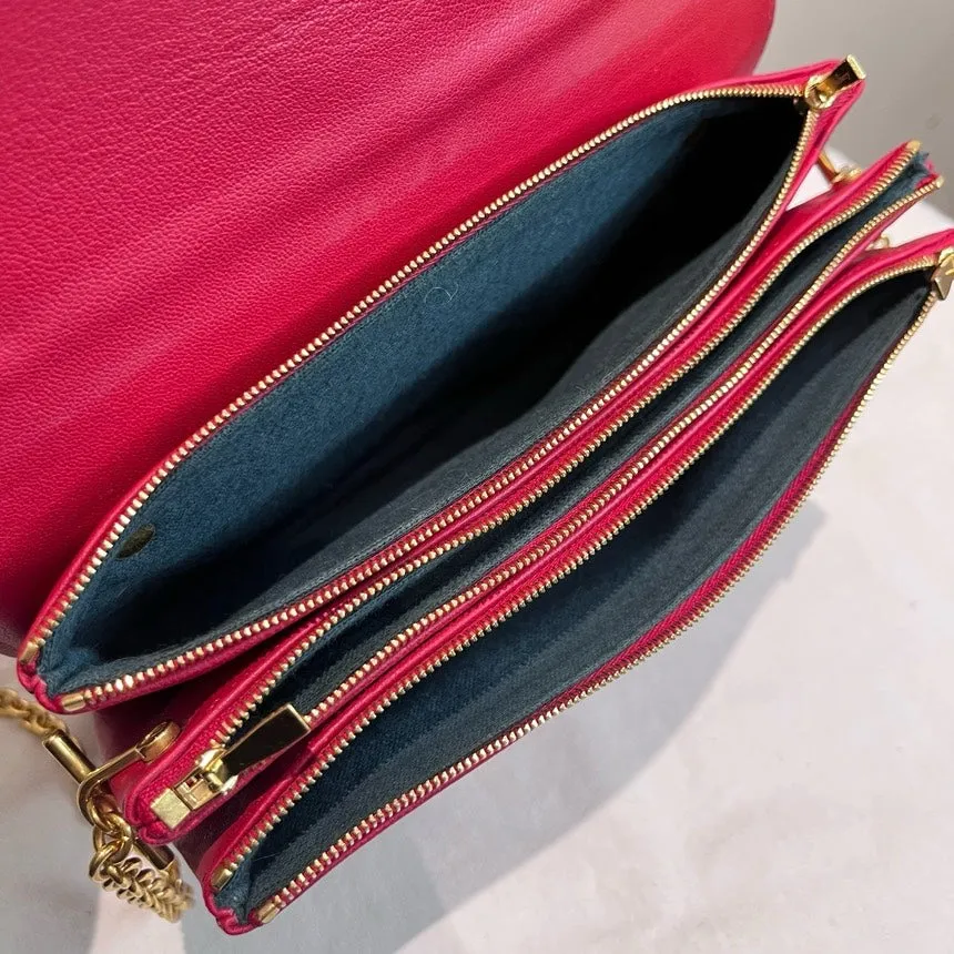 Mulberry Red Leather Chain Shoulder Bag