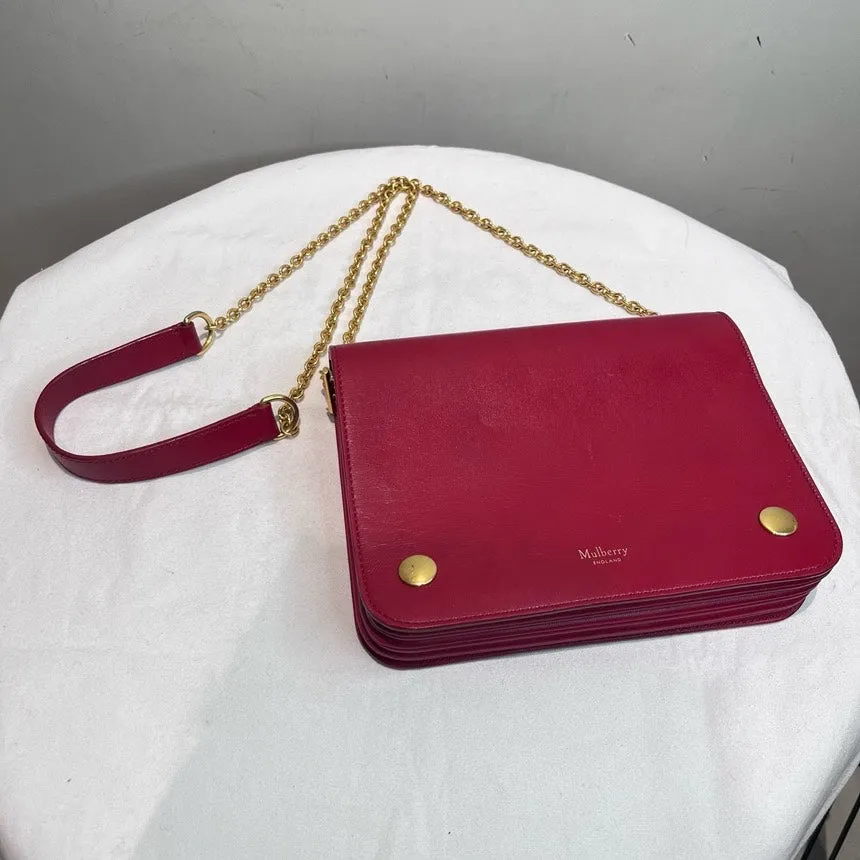 Mulberry Red Leather Chain Shoulder Bag