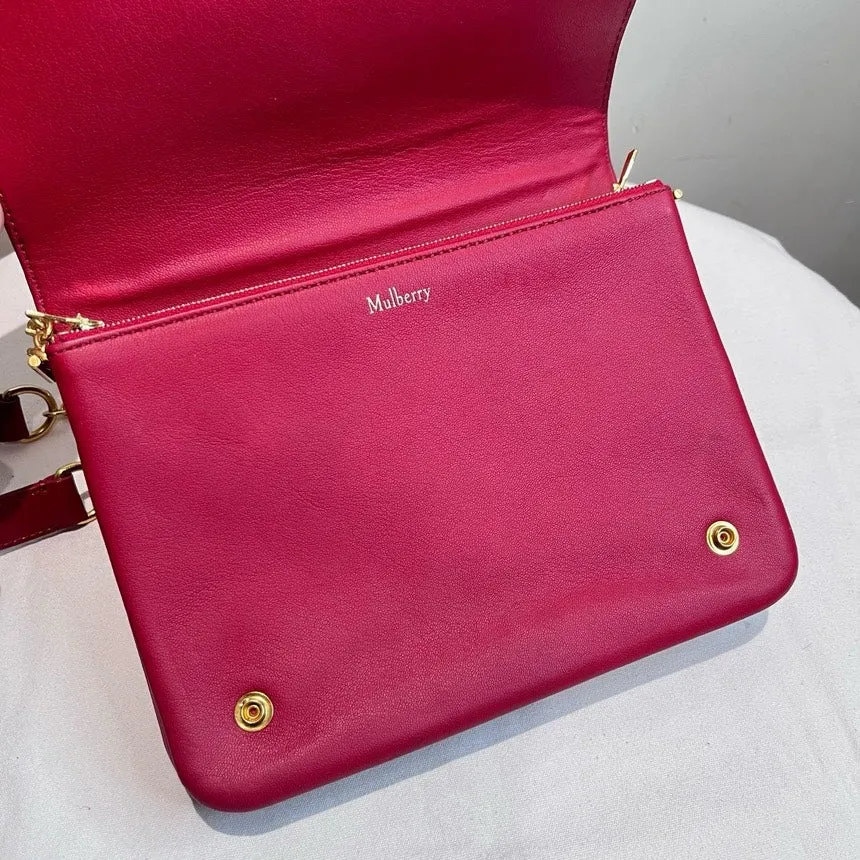Mulberry Red Leather Chain Shoulder Bag