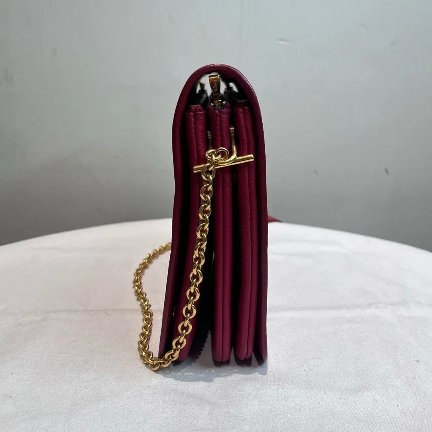Mulberry Red Leather Chain Shoulder Bag