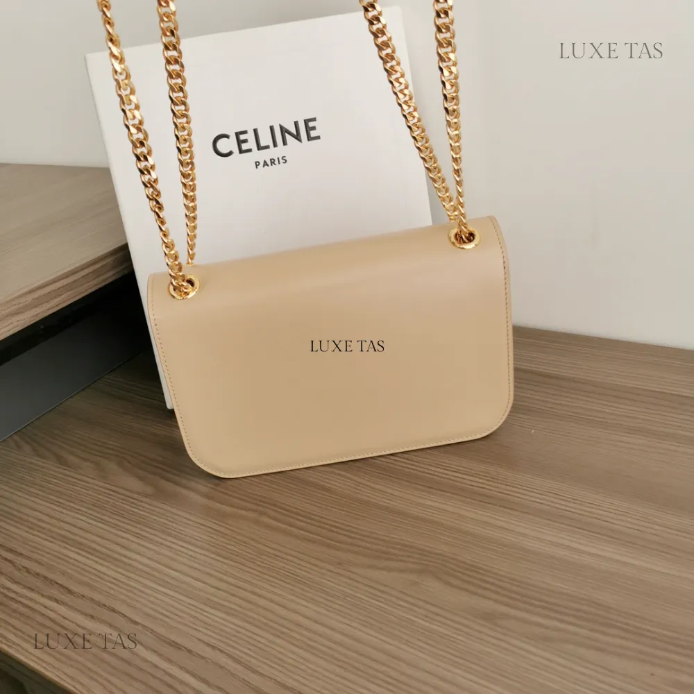 Natural Medium Bag Triomphe Frame In Shiny Calfskin Leather Shoulder Bag for Women
