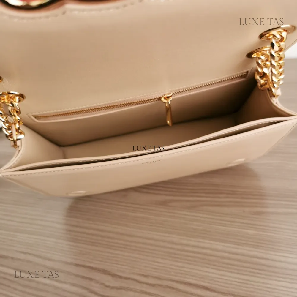 Natural Medium Bag Triomphe Frame In Shiny Calfskin Leather Shoulder Bag for Women