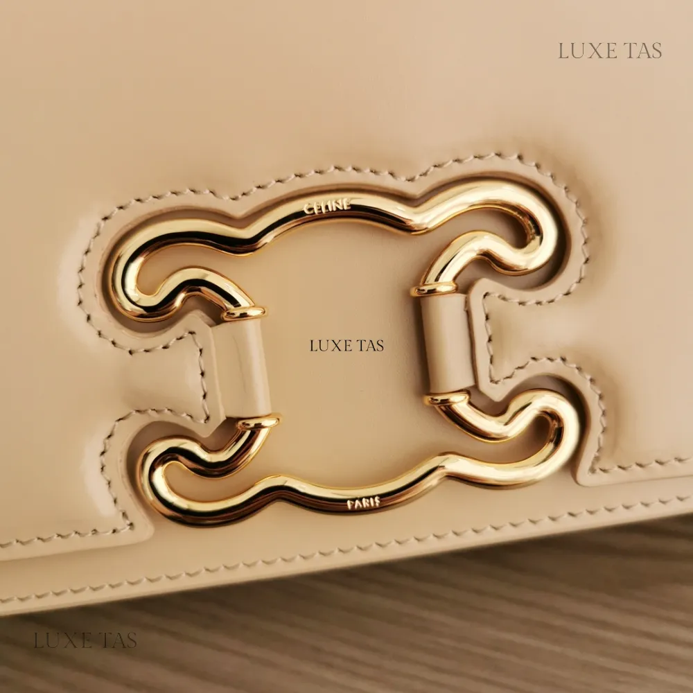 Natural Medium Bag Triomphe Frame In Shiny Calfskin Leather Shoulder Bag for Women