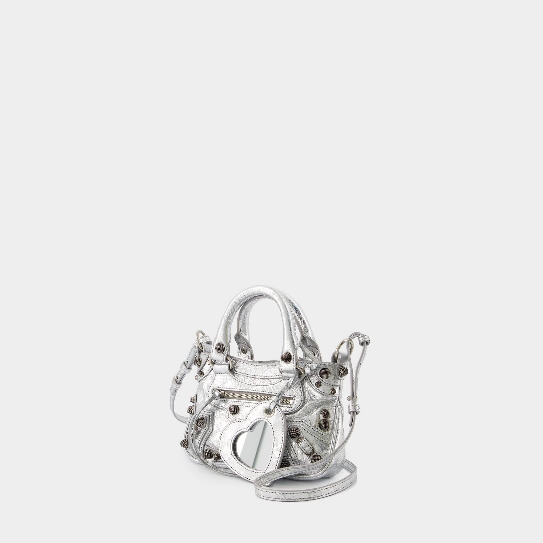 Neo Cagole Tote Mini Crossbody - Balenciaga - Leather - Silver