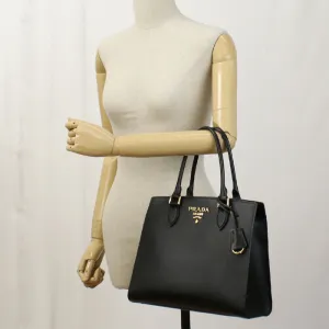 PRADA 2WAY handbag shoulder bag Saffiano leather Black Women