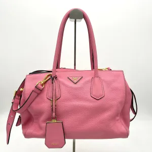 PRADA cowhide leather 2 Way Shoulder gold buckle handle shoulder bag pink LA9856