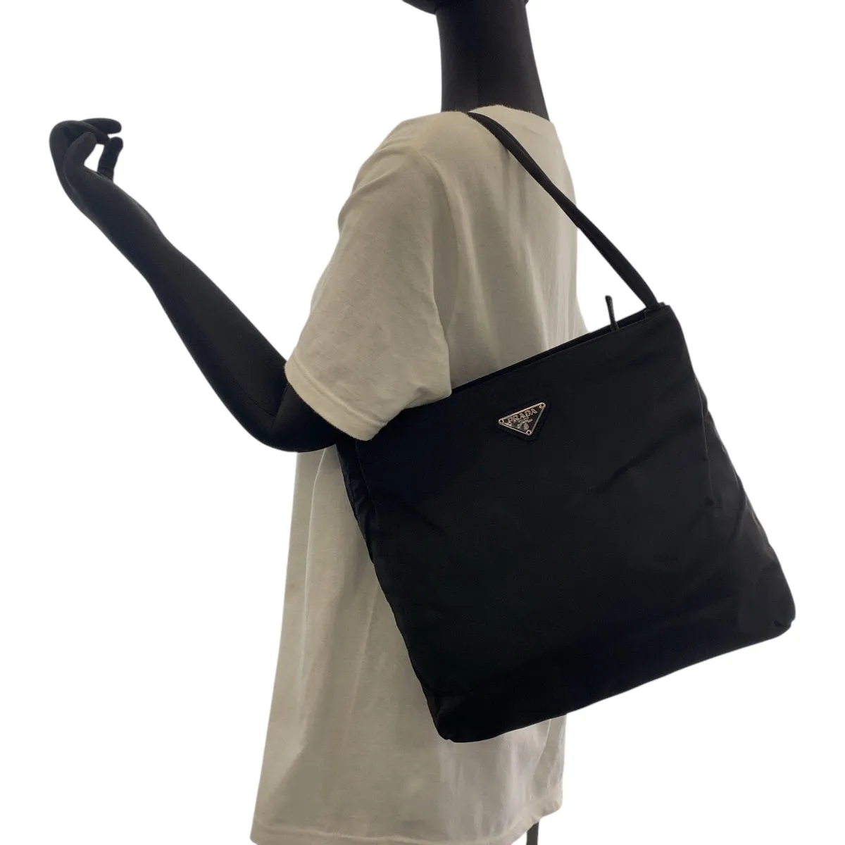 PRADA Shoulder Bag B6242 Nylon black Test Triangle With logo
