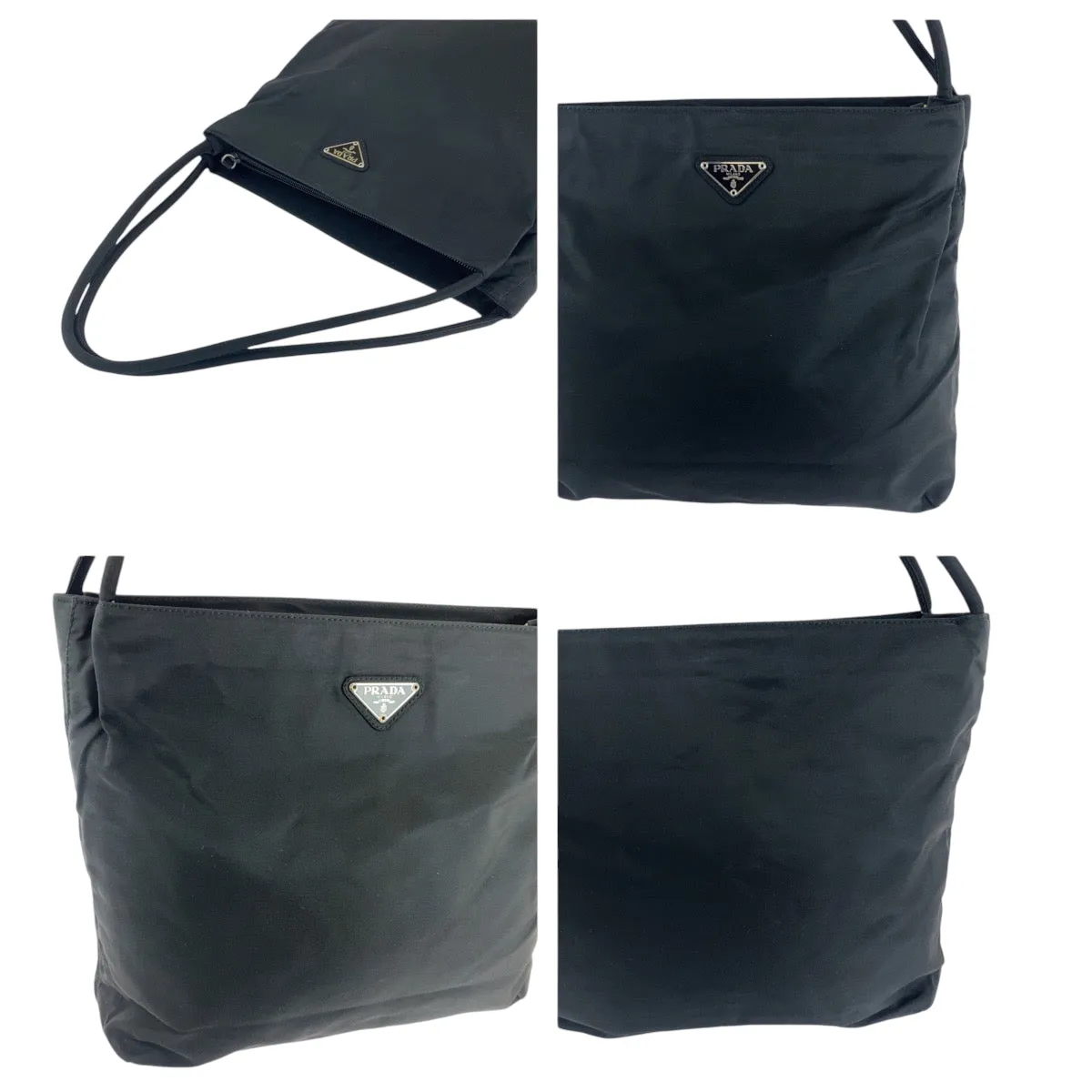 PRADA Shoulder Bag B6242 Nylon black Test Triangle With logo