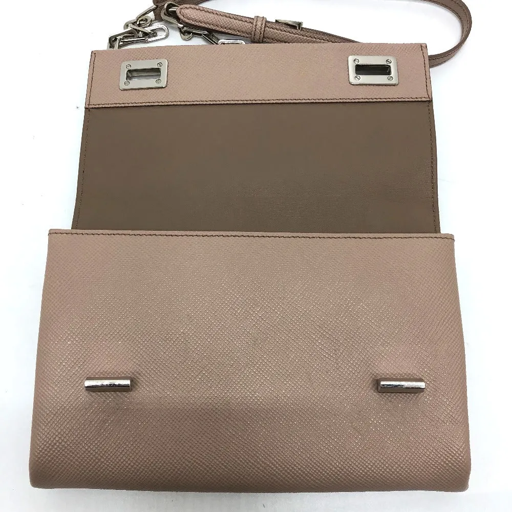 PRADA Shoulder Bag BT955X Safiano leather beige logo/shoulder ChainShoulder Women Used