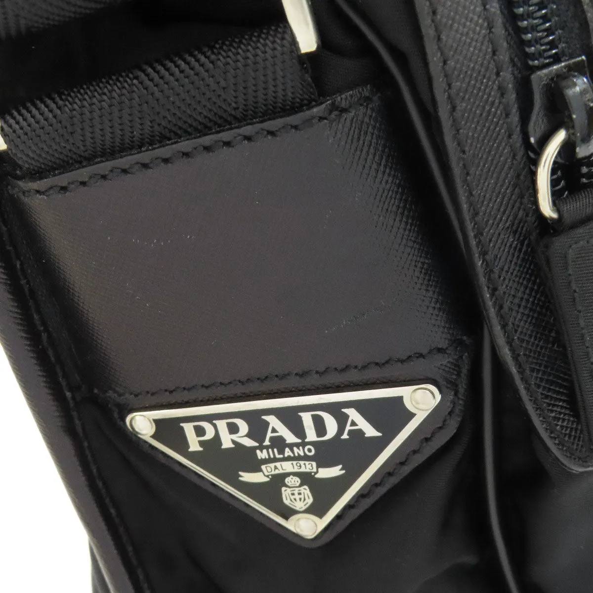PRADA Shoulder Bag Nylon black logoMetal