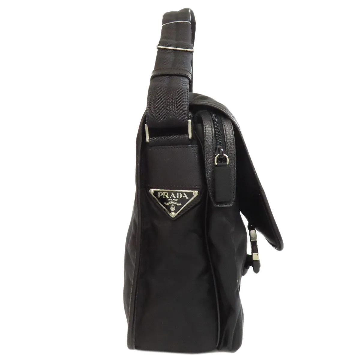 PRADA Shoulder Bag Nylon black logoMetal