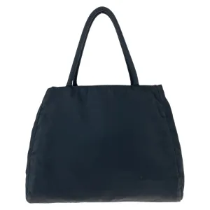 PRADA Tote Bag Nylon Black SilverMetal Tote Bag Shoulder Bag Test Triangle With logo Women Used