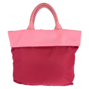 PRADA Tote Bag Nylon Red pink Tote Bag Shoulder Bag 2way Test Triangle With logo Women Used