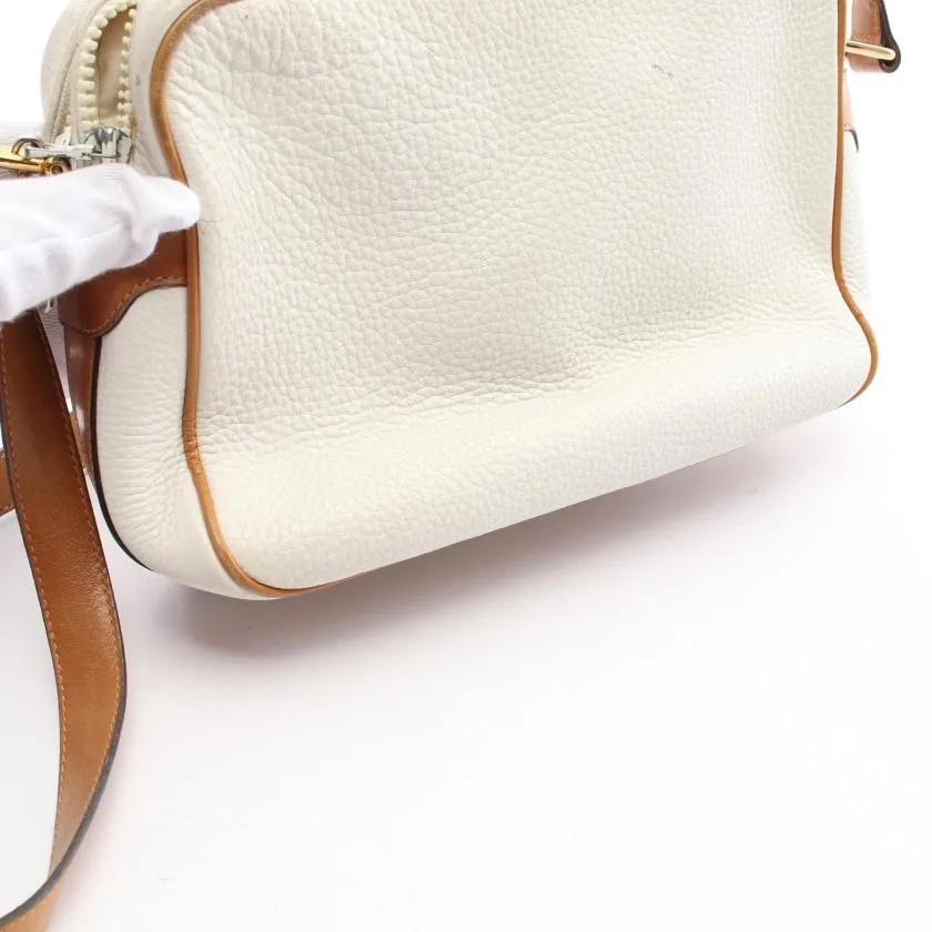Pre-loved CELINE Shoulder Bag Leather Off White Brown 959214