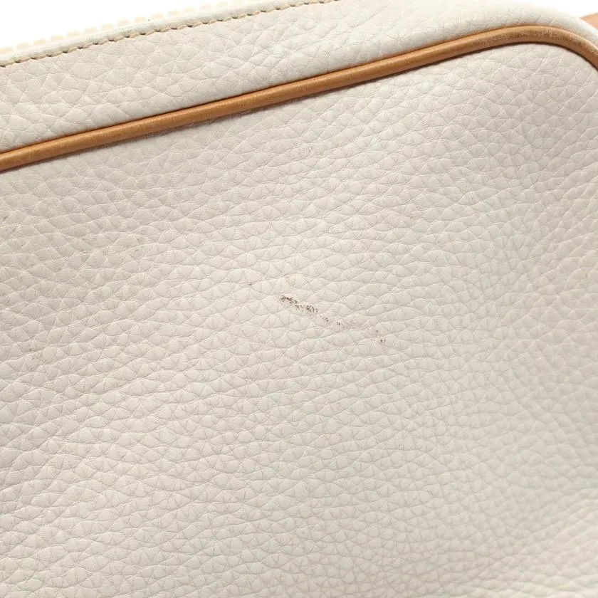 Pre-loved CELINE Shoulder Bag Leather Off White Brown 959214