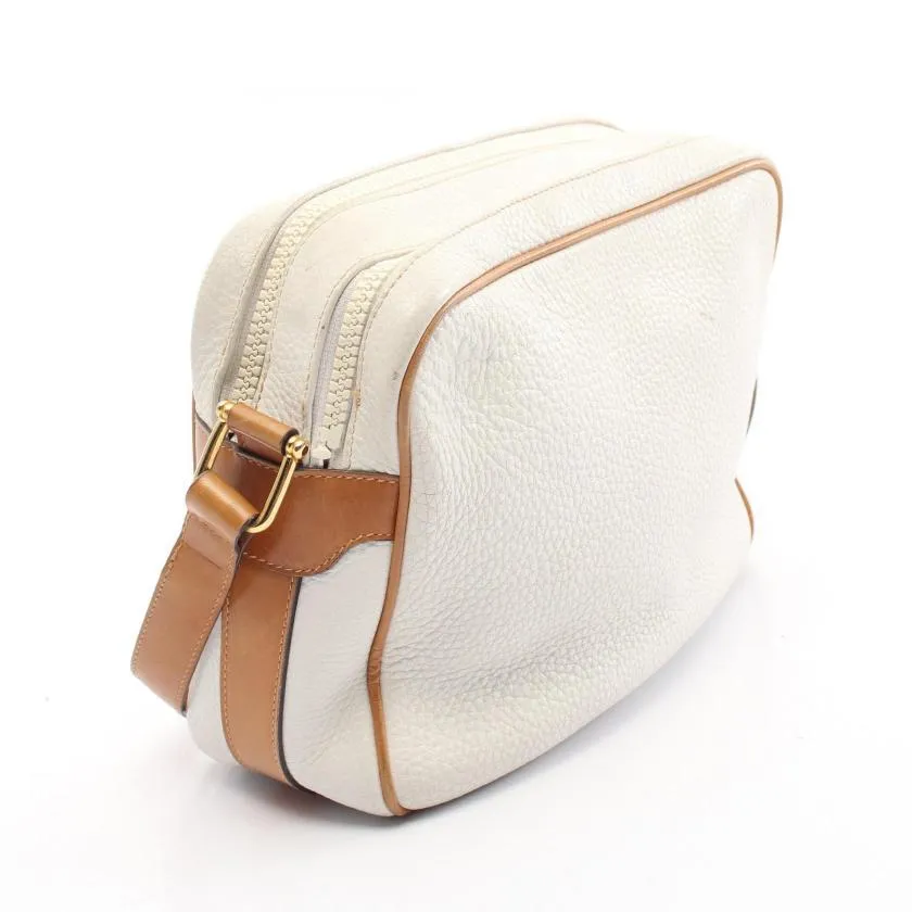 Pre-loved CELINE Shoulder Bag Leather Off White Brown 959214