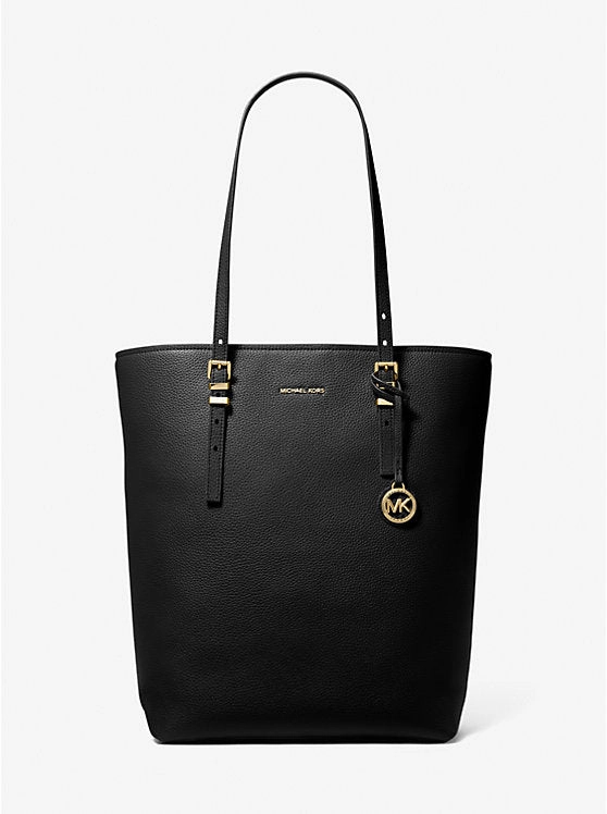 Quinn large pebbled leather tote in black