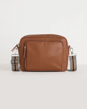 Raye Leather Maxi Crossbody Bag - Tan