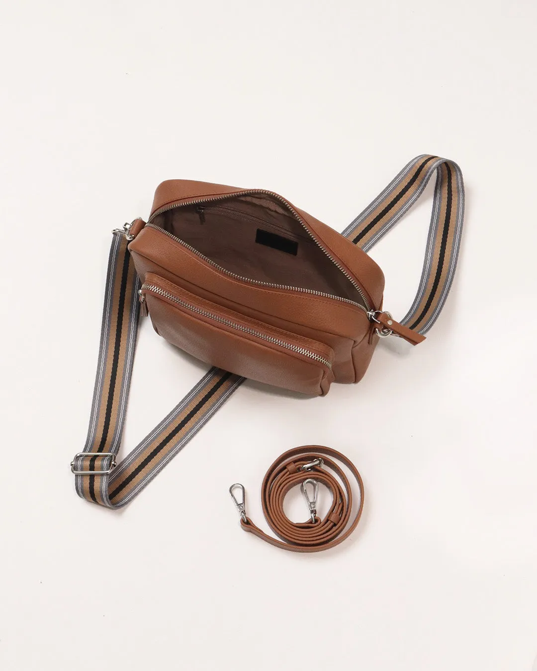 Raye Leather Maxi Crossbody Bag - Tan