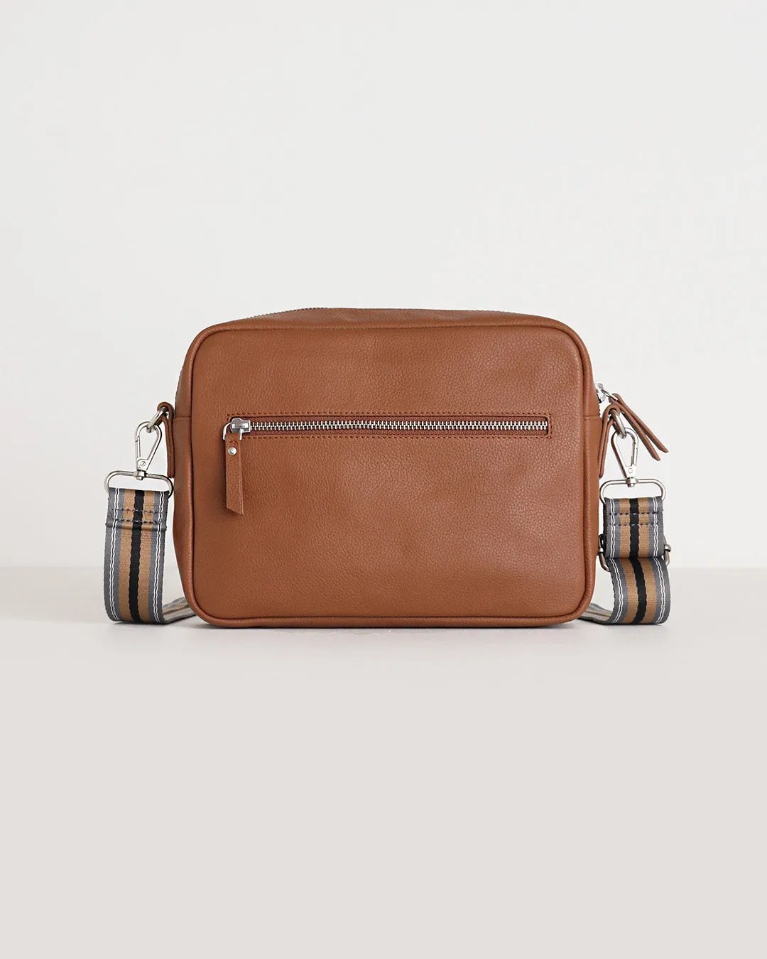 Raye Leather Maxi Crossbody Bag - Tan