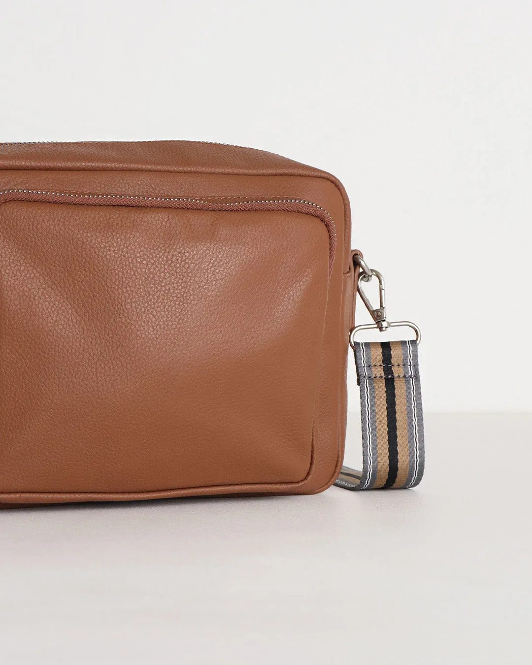 Raye Leather Maxi Crossbody Bag - Tan