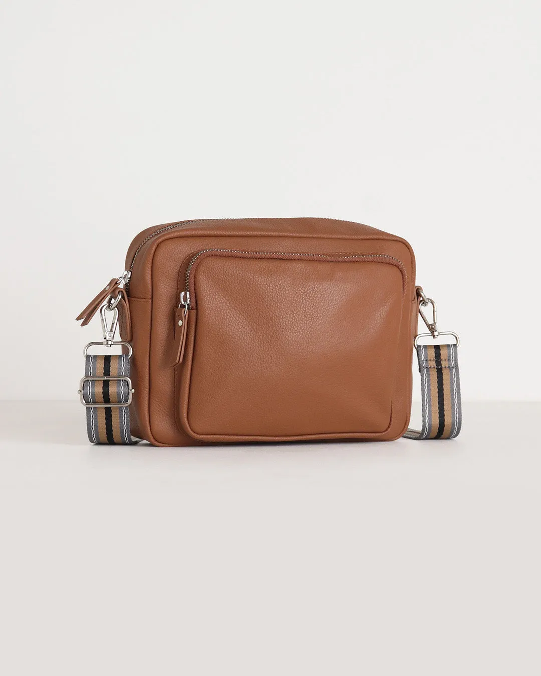 Raye Leather Maxi Crossbody Bag - Tan