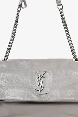 Saint Laurent Grey Leather Medium Tassel Shoulder Bag (As Is)
