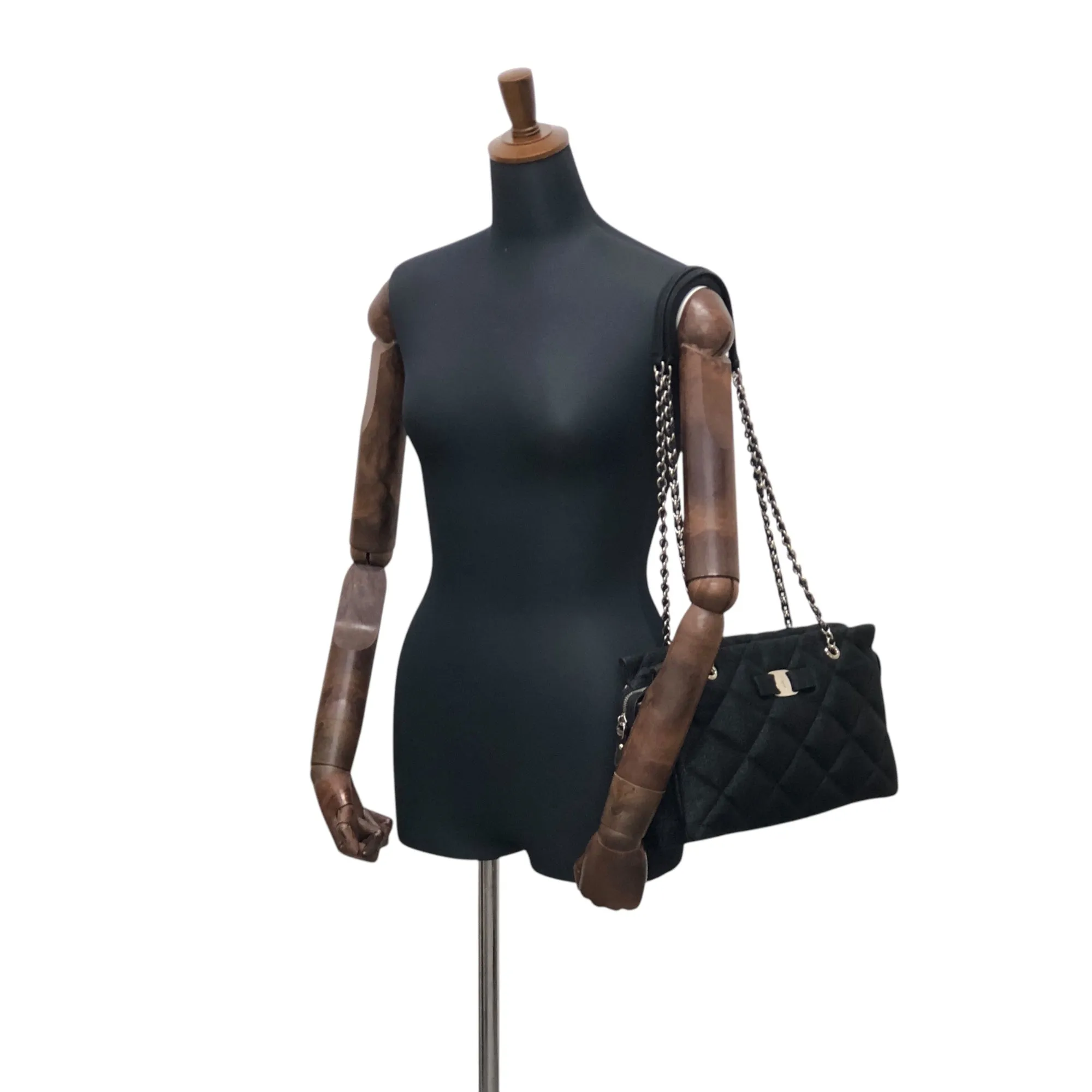 Salvatore Ferragamo Logo Chain Handbag Shoulder bag Black Vintage im33vh