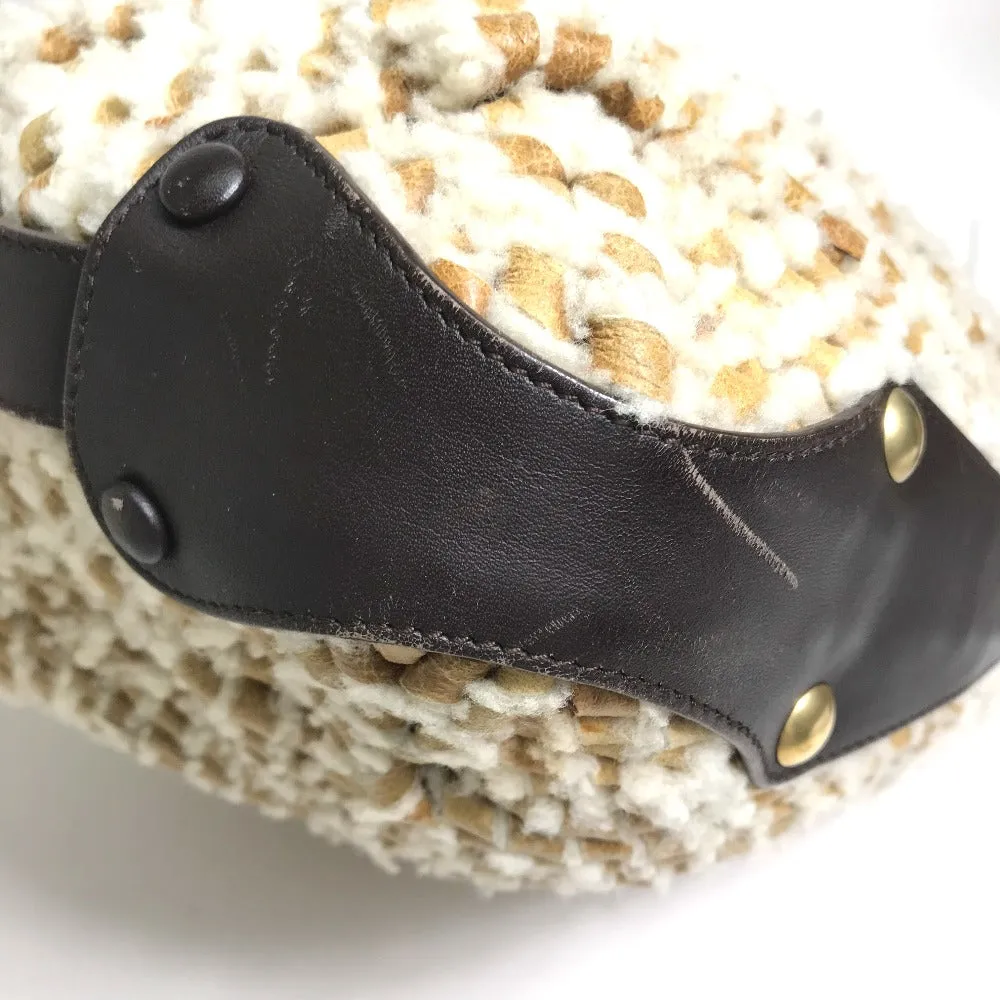 Salvatore Ferragamo Shoulder Bag 216353 Mouton, Leather beige Mouton crochet Women Used