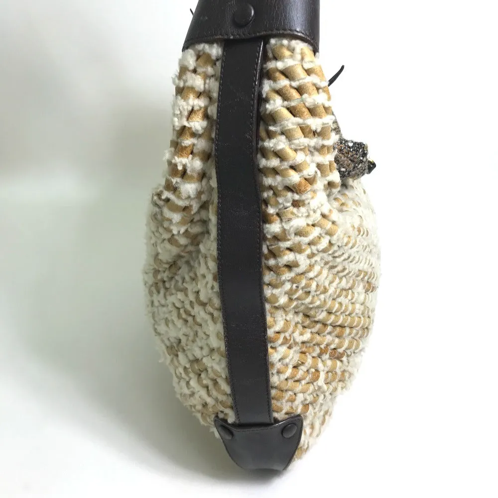 Salvatore Ferragamo Shoulder Bag 216353 Mouton, Leather beige Mouton crochet Women Used