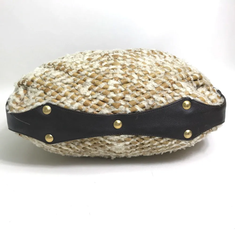 Salvatore Ferragamo Shoulder Bag 216353 Mouton, Leather beige Mouton crochet Women Used