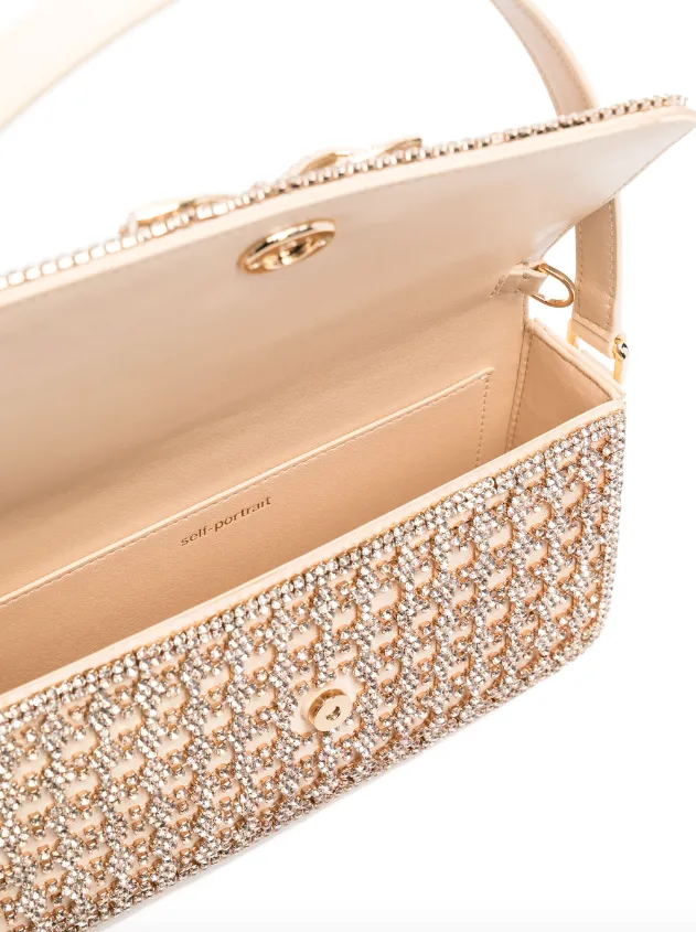 Self-Portrait gold crystal baguette bag