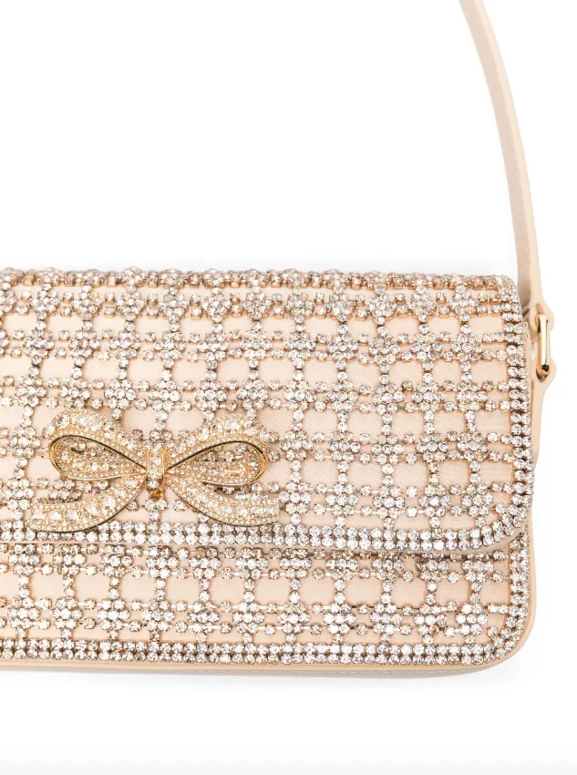 Self-Portrait gold crystal baguette bag