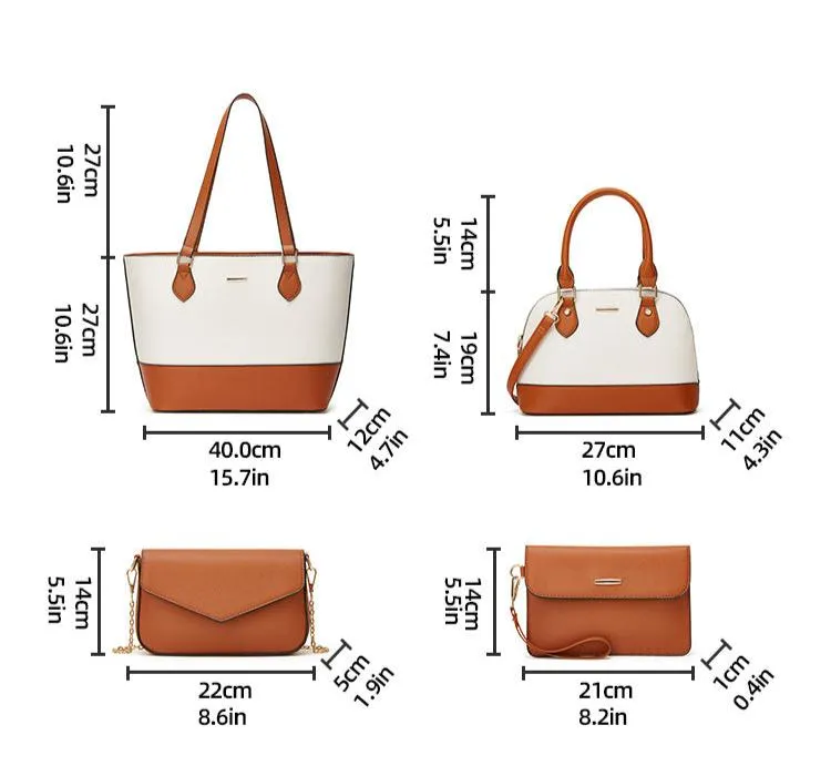 Set of 4 Women??s Fashion Handbags ?C Tote, Shoulder, Crossbody, and Wallet