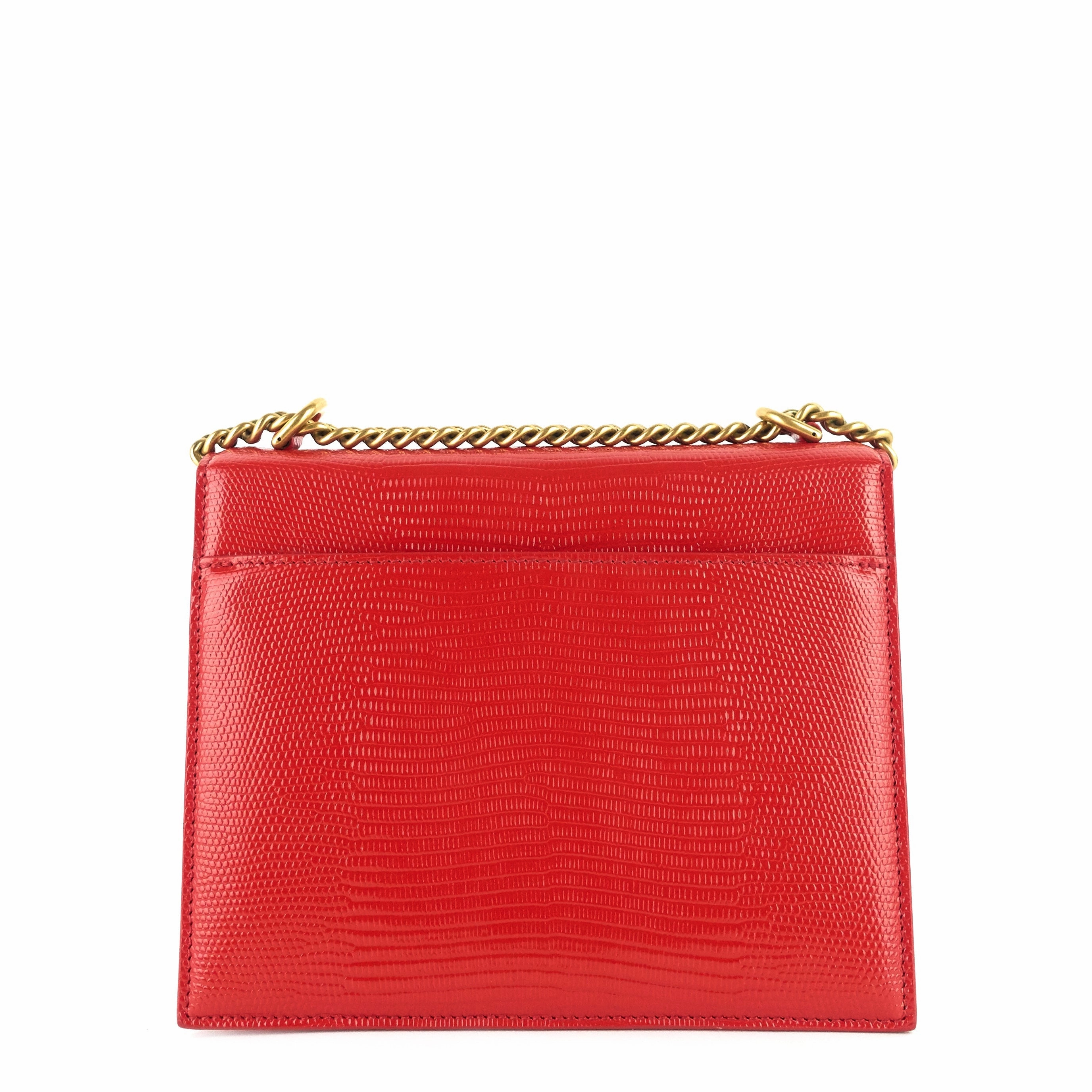Sharp Lizard Embossed Leather Flap Bag