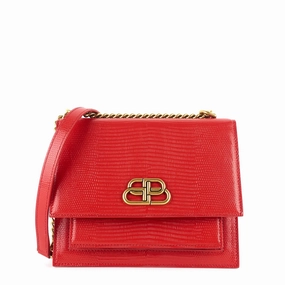 Sharp Lizard Embossed Leather Flap Bag