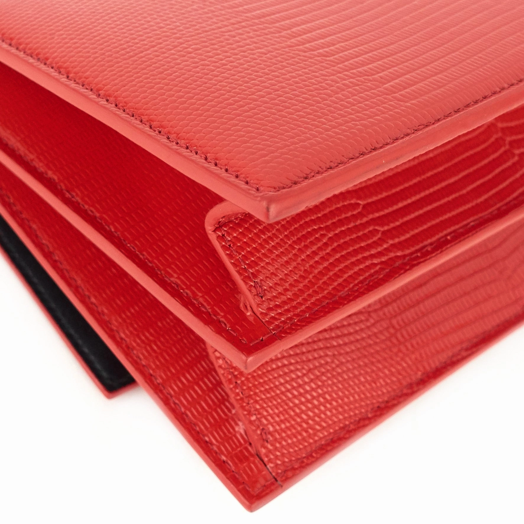 Sharp Lizard Embossed Leather Flap Bag