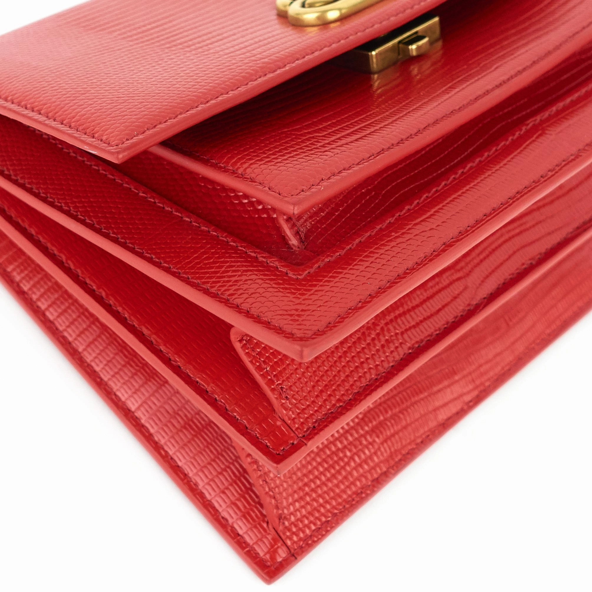 Sharp Lizard Embossed Leather Flap Bag